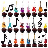 24pcs Guitar Cupcake Toppers Music Notes Rock Birthday Cake Picks Party Decorations for Guitar Player Theme Baby Shower Supplies