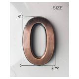 4 Inch Mailbox Number 0, Door Address Numbers Stickers for House/Apartment/Floor, Bronze/Silver, by Hopewan. (0, Bronze)