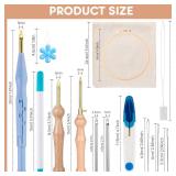 MSDADA 21-Piece Punch Needle Set, Adjustable Tool, Wooden Handle Embroidery Pens, Hoops, Cloth, Perfect for Adult Beginners & Gifts (Blue)