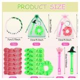 LIUBUJINGYING 48Pcs Priness Theme Party Favor Supplies Bracelet Pink and Green Velvet Hair Scrunchies Bubbles Organza Bags Friendship Matching Bracelets for Women Birthday Party Dress Decor