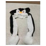 Deletoys Animal Plush Hat with Moving Jumping Ears Pop Up Beating Hat Plush Cosplay Dress Up Funny Christmas Gift, Penguin