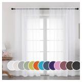 OWENIE Sheer Curtains 84 inches Long 2 Panels Set for Living Room/Bedroom, Rod Pocket Voile Sheer Panel Drapes, White, 2pcs, Each 42" W x 84" L