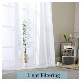 OWENIE Sheer Curtains 84 inches Long 2 Panels Set for Living Room/Bedroom, Rod Pocket Voile Sheer Panel Drapes, White, 2pcs, Each 42" W x 84" L