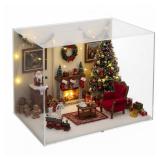 Chunful 5 Sides Acrylic Diorama Kit Large Display Boxes for Dollhouse Room Box Miniatures Figures Collectibles Unfinished 11.8 x 8.3 x 8.7 Inch, Quick Install for DIY Crafts Model Toys