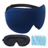 LYSIAN Cooling Sense 3D Sleep Eye Mask for Women Men, Eye Mask with Contoured Design with 5 Pair Ear Plugs, Block Light for Deep Sleep - Blue