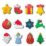 Mini Pop Keychain Fidget Toys, Easter Day Gifts for Kids Mini Pop Bubble Christmas Fidget Toy,Party Favors Silicone Fidget Keychain Relieve Anxiety Stress Fidget Toy 12 piece