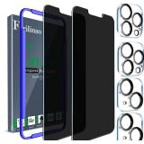 Ferilinso for iPhone 14 Plus iPhone 13 Pro Max Privacy Screen Protector 2 Pack 9H Anti Spy Tempered Glass with 2 Pack Camera Lens Protector Case Friendly Bubble free accessories