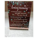 Chunful in Loving Memory Wedding Sign Acrylic Memorial Table Sign for Wedding Wooden Decor for Ceremony and Reception(Greenery)