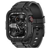 AMBand Bands Compatible with Apple Watch 9/8/7/6/5/4 & SE 3/2/1 45mm/44mm Case for Men, M1 Sport Series Rugged Case Protective Cover for iWatch SE3/SE2/6/SE/5/4/3 42/44/45mm Men Black