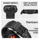 AMBand Bands Compatible with Apple Watch 9/8/7/6/5/4 & SE 3/2/1 45mm/44mm Case for Men, M1 Sport Series Rugged Case Protective Cover for iWatch SE3/SE2/6/SE/5/4/3 42/44/45mm Men Black