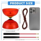 Chinese Diabolo Toy Set Includes 5 Inches Five Bearings Diabolo Ball Toys with 2 Pieces Alloy Diabolo Sticks 2 Pieces Ropes Drawstring Bag for Fun (Red)