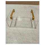 YoBa Thick Acrylic Tissue Box Holder Rectangular Clear Tissue Box Dispenser with Gold Plated Aluminum Legs for Bathroom, Kitchen, Bedroom, Office, Hotels and Restaurant