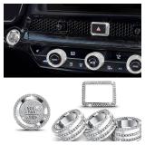 Polodunn for 2022-2026 Honda Civic, 2023-2026 CRV/HRV/Acura Integra, 2023-2025 Accord & 2025 ADX Accessories - 6pcs Aluminum Alloy Knob Cover Trim Set FIts Push Start, AC & Hazard Light (Bling)