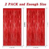 Red Tinsel Backdrop, 3.28 FT x 7.05 FT Fringe Curtains, Red Foil Tinsel Party Streamer Backdrop Curtains for Valentines Day, Wedding Photo Backdrop Party Decorations for Wedding Anniversaries 2 pack
