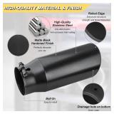 Vurkcy 4 inch Inlet Exhaust Tip, 5" Outlet 12" Overall Length Stainless Steel Exhaust Tail Pipe, Bolt-On, Rolled Edge, Slant Sleek Angle Cut, Polished Tailpipe, Black