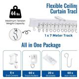 UrbanRed Flexible Bendable Ceiling Curtain Track, 22.9 ft (7 m) Mount for Rail with Curtain Tracks System, Room Divider, Curtains Rod, RV Ceiling Track for Curtains, Long Curved Hospital System, White