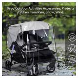Bemece Double Stroller Rain Cover, Weather Shield Double Stroller for Side by Side Seats Twin Stroller, Baby Outdoor Activities Accessories, Protects Children from Rain, Snow, Wind