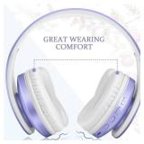 TUINYO Wireless Headphones Over Ear, Bluetooth Headphones with Microphone, Foldable Stereo Wireless Headsetfor Travel Work TV PC Cellphone-Purple