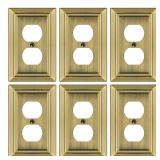 Dyekou Metal Wall Plate for Electrical Outlets, Decorative Antique Brass Switch Plates Outlet Cover, Light Switch Cover Plate, 1-Gang Wall Plates (Duplex Outlet, 4 Pack)