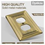 Dyekou Metal Wall Plate for Electrical Outlets, Decorative Antique Brass Switch Plates Outlet Cover, Light Switch Cover Plate, 1-Gang Wall Plates (Duplex Outlet, 4 Pack)