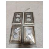 Dyekou Metal Wall Plate for Electrical Outlets, Decorative Antique Brass Switch Plates Outlet Cover, Light Switch Cover Plate, 1-Gang Wall Plates (Duplex Outlet, 4 Pack)