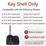 MechanMagic Key Fob Shell Case Replacement Compatible with Toyota Camry Corolla RAV4 Highlander Tacoma 2012-2020 Keyless Entry Remote Control 4 Buttons Car SUV Head Key Cover