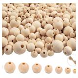 Wooden Beads for Crafts 7 Sizes Unfinished Natural Wood Bead Wooden Beads Bulk 6mm, 8mm, 10mm, 12mm, 14mm, 16mm, 20mm Bead for Garland Macrame Jewelry Making DIY Farmhouse Decor 950 peice