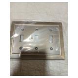 Brushed Nickel Triple Toggle Light Switch Plate
