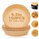 Air Fryer Liners Disposable - 150Pcs 6.5In Round Parchment Paper for Air Fryer Non-Stick Airfryer Basket Liners for Steamer Microwave Oven