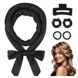 Ystrybo 70" Heatless Curls Overnight Hair Curler - Hair Curlers Roller to Sleep In for Women Long Medium Volume, Overnight No Heat Curls Soft Curlers, Satin Heatless Curl Curling Set - 6 PCS, Black