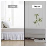 U-NICE HOME White Wrap Around Bed Skirt King/Cal King Sized - 14" Drop, Effortless Elastic Fit, Wrinkle Resistant & Pleated Design - No Mattress Lift - for Modern & Classic Bedrooms