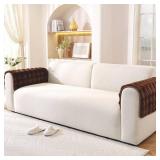 Hittun Non-Slip Couch Arm Covers,Thick Soft Recliner Arm Chair Covers Set of 2 Waterproof Armrest Covers for Sofa, Washable Faux Fur Sofa Arm Cover (Brown, 24" x 24" 2 Pack)