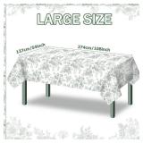 Buryeah 4 Pcs Sage Green Floral Tablecloth Rectangle Disposable Plastic Table Cloth Flower Table Cover for Summer Picnic Wedding Birthday Baby Shower Party Favors, 54 x 108 Inch