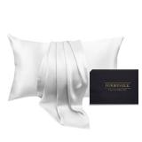 FORBDNSILK 100% Pure Mulberry Silk Pillowcase | Luxury 30 Momme 6a Grade for Ultimate Hair and Skin Care | Hidden Zipper | Mesh Bag Included | (White, Queen (U.S. Standard))