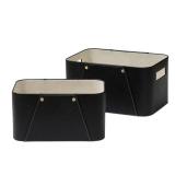 La Jolie Maison Storage Baskets for Organizing, 2 Pack, Luxury Vegan Leather Storage Cube Boxes for Closet Shelf Cabinet Bookcase, Carbon Black