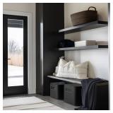 La Jolie Maison Storage Baskets for Organizing, 2 Pack, Luxury Vegan Leather Storage Cube Boxes for Closet Shelf Cabinet Bookcase, Carbon Black