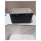 La Jolie Maison Storage Baskets for Organizing, 2 Pack, Luxury Vegan Leather Storage Cube Boxes for Closet Shelf Cabinet Bookcase, Carbon Black