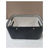 La Jolie Maison Storage Baskets for Organizing, 2 Pack, Luxury Vegan Leather Storage Cube Boxes for Closet Shelf Cabinet Bookcase, Carbon Black