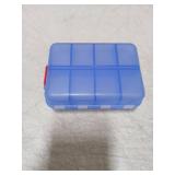 Foldable Weekly Pill Organizer 2 Times a Day with 2 Extra Compartments - Etched Labels - Portable 7 Day AM PM Medicine Box, Week Daily Travel Pill Case Holder for Meds, Vitamin, Supplement -Clear Blue