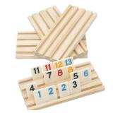 Wooden Rummy Replacement Racks/Trays for Rummikub Game, Rummy Cube Game Holders Only, 4 Wooden Racks for Okey Board Game 4 boards