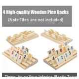 Wooden Rummy Replacement Racks/Trays for Rummikub Game, Rummy Cube Game Holders Only, 4 Wooden Racks for Okey Board Game 4 boards