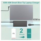 Laptop Charger Compatible with HP Probook 450 440 445 455 430 470 X360 11 G10 G9 G8 G7 G6 650 640 G5 G4,19.5V 3.33A Adapter for Elitebook 840 850 845 830 G8 G7 G6 G5 Smart Blue Tip Power Cord 65 W  45