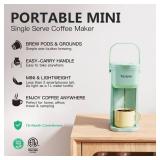 Tastyle Single Serve One Cup Coffee Maker, for K Cups and Grounds, Mini Coffee Maker with Portable Handle, 6 to 12 Oz Brew Size, for Travel, Camping, Office, RV and Dorm, 120V, Oasis