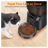 Automatic Cat Feeder, Cat Food Dispenser with Stainless Steel Bowl, Timed Portion Control 20 Portions 6 Meals Per Day, Voice Recorder, Dual Power Supply for Small Dogs (Black)