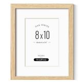 FinalFind 8x10 Picture Frame with Mat for 5x7, Natural Solid Oak Wood Picture Frames 8x10 with Tempered Glass for Wall & Tabletop(Single,Oak)