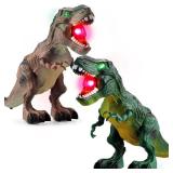 Bloolilies 2 Pack Dinosaur Toys, Electric Walking Dinosaurs Toys for Kids 3-5 5-7 with LED Lights & Sounds & Roaring, Robot Dinosaur Figures for Boys Girls Party Favors & Birthday Gifts