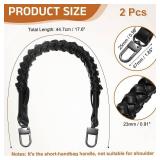 Uxcell Braided Purse Strap, 2Pcs 44.7cm/17.6" Black PU Leather Replacement Handle, Short Handbag Strap Top Braided Handle with Black Buckles for Underarm Bags, Handbags, Bucket Bags