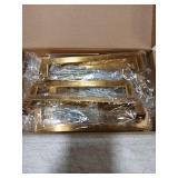 Goldenwarm 10 Pack Gold Cabinet Pulls Square Kitchen Hardware Handles - LSJ12GD160 Brushed Brass Pulls for Cabinets Closet Square Cupboard Bathroom Desk Door Knobs 6-1/4in(160mm) Hole Centers