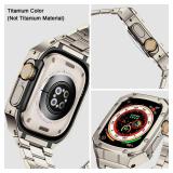 BAITEYOU Stainless Steel Watch Band with Case Compatible with Apple Watch band Ultra 3 2 1 49mm, Rugged Strap with Metal Protective Bumper Cover for iWatch Bands Men (Titanium Color)