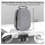 ANMIEL Hard Carrying Case for Meta Quest 3, Compatible with Meta Quest 3 VR Headset,Controller Grips,Compatible with Battery Elite Strap,Controllers and Other Accessories,Hard Shell Case-Grey